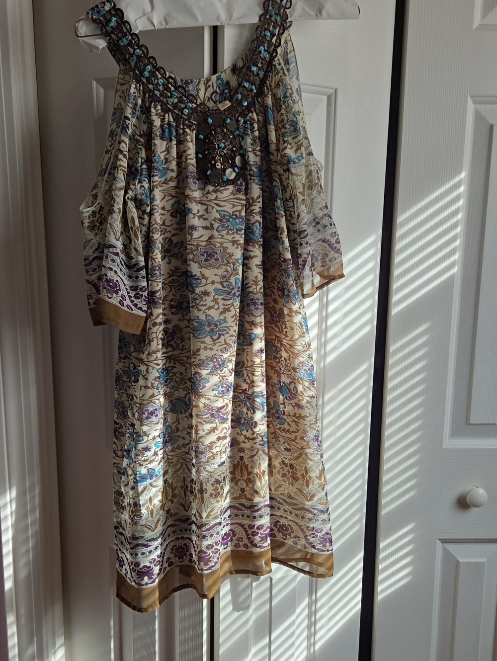 Alya Purple and Turquoise Beaded Embellishment Top
